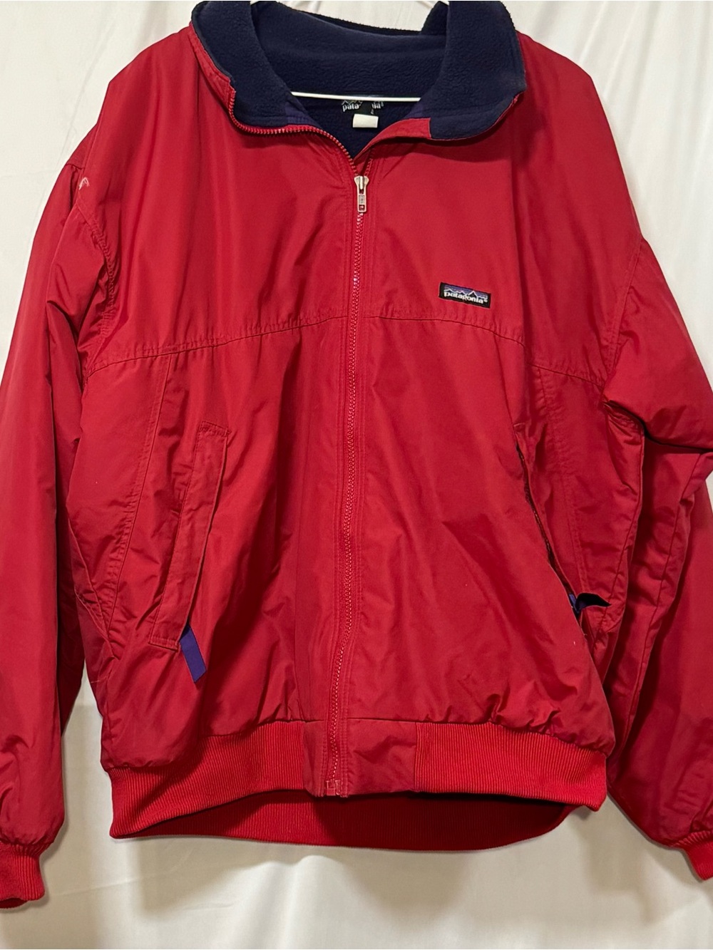 VTG 1993 Patagonia shelled synchilla fleece-lined jacket red/navy mens XL